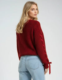 Red Miss Sparkling knit pullover sweater by My Pampered Life Seattle, featuring a cozy, fitted design for casual wear.