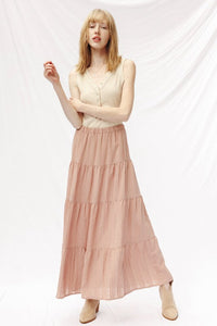 Light blue Miss Sparkling Prairie Maxi Skirt from My Pampered Life Seattle, flowy dress with a relaxed fit and floral pattern.