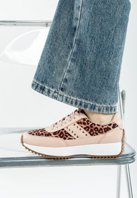 Lepark real leather leopard print sneakers from My Pampered Life Seattle, showcasing stylish footwear with bold animal pattern.