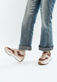 Lepark real leather leopard print sneakers by My Pampered Life Seattle, showing stylish footwear with bold animal print design.