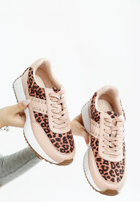 Lepark Real Leather Leopard Print Sneakers by My Pampered Life Seattle, stylish footwear with animal print design and leather material.