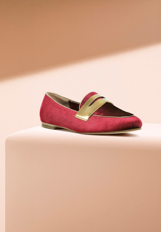 Malta Penny Strap Velvet Loafers by My Pampered Life Seattle, featuring a stylish velvet finish and classic penny strap design.