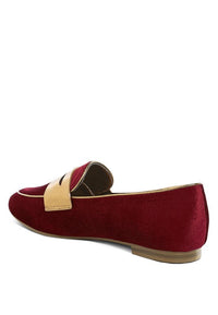 My Pampered Life Seattle Malta Penny Strap Velvet Loafers featuring a classic design with velvet material and penny strap detail.