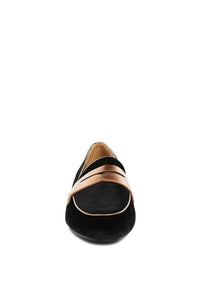 Malta Penny Strap Velvet Loafers by My Pampered Life Seattle, showcasing stylish navy blue loafers with velvet texture and penny strap detail.