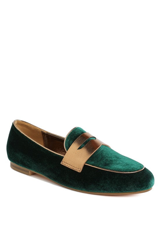 Malta Penny Strap Velvet Loafers by My Pampered Life Seattle, showcasing stylish velvet loafers with a penny strap detail.