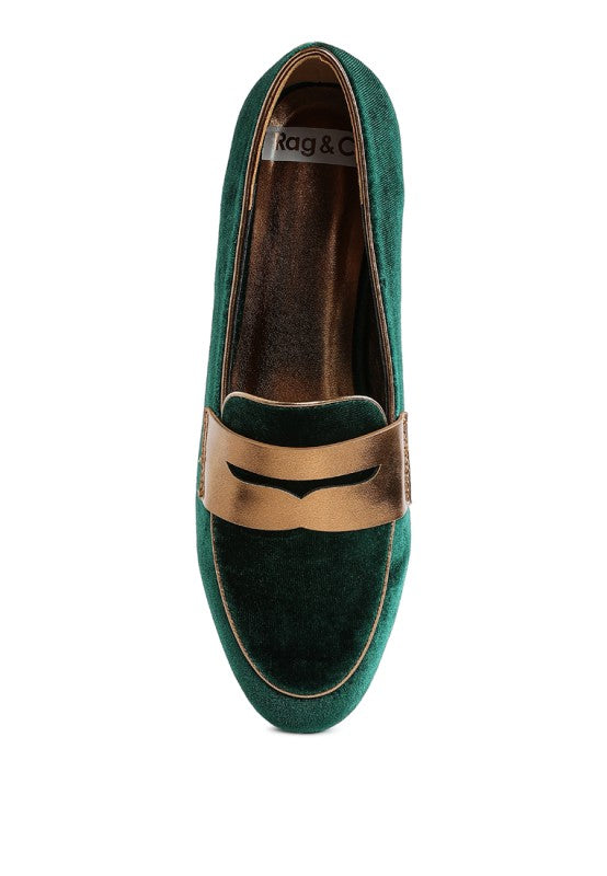 My Pampered Life Seattle Malta Penny Strap Velvet Loafers, 205 footwear, featuring velvet material and classic penny strap design.