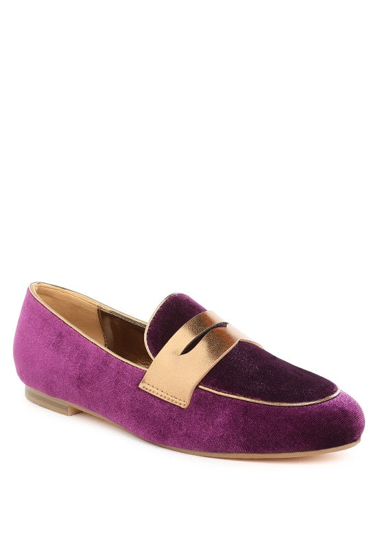 Malta Penny Strap Velvet Loafers by My Pampered Life Seattle, featuring a stylish velvet finish and penny strap detail.