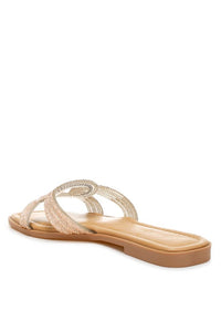 My Pampered Life Seattle Minople rhinestone-embellished flat sandals with open toes and stylish design, perfect for casual wear.