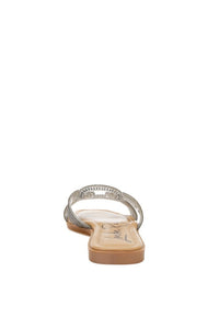 My Pampered Life Seattle rhinestone embellished flat sandals with open toes and sleek straps, perfect for casual summer wear.