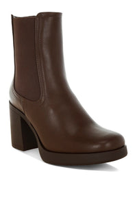 My Pampered Life Seattle black faux leather Chelsea boots with elastic side panels and low block heel.