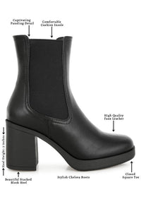 Black Scuala Faux Leather Chelsea Boots from My Pampered Life Seattle with elastic side panels and pull tabs.