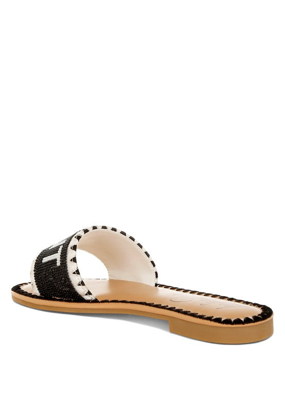 Beaded Saint Tropez flat slip-on shoes by My Pampered Life Seattle, stylish footwear with intricate beaded detailing.