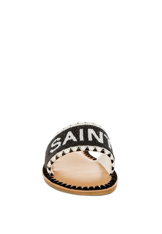 Luxe Getaway Beaded Saint Tropez Slip-On Flats by My Pampered Life Seattle, featuring beaded detailing and a comfortable flat design.