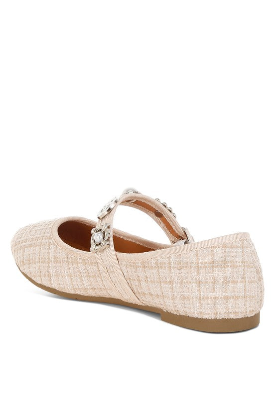 Pink Noyama Charms embellished tweed Mary Jane shoes by My Pampered Life Seattle, featuring charming details and classic style.