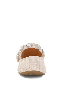 Pink Noyama Charms embellished tweed Mary Janes shoes for women, featuring decorative charms and classic style.