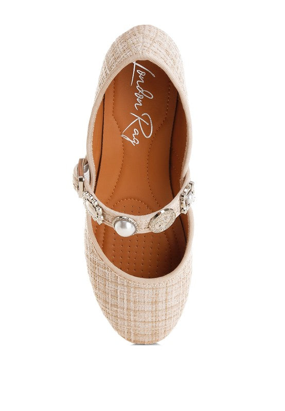 Pink Noyama Charms embellished tweed Mary Janes by My Pampered Life Seattle, featuring charming details and classic footwear style.