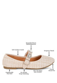 Pink Noyama Charms embellished tweed Mary Janes by My Pampered Life Seattle, showcasing charming details and classic footwear style.