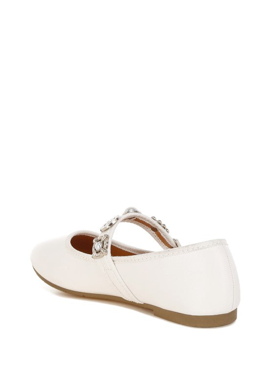 My Pampered Life Seattle Kavana Charms embellished flat Mary Janes with decorative charms and classic leather straps, stylish footwear.