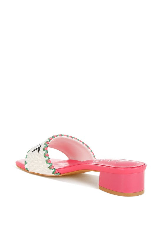 Poshta Saint Tropez beaded slip-on heels by My Pampered Life Seattle, showcasing elegant beaded design and comfortable footwear style.
