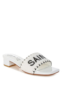 My Pampered Life Seattle Poshta Saint Tropez beaded slip-on heels with intricate beadwork and elegant design for stylish footwear.