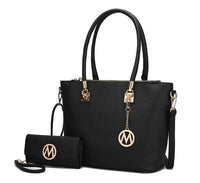 Beige MKF Vanessa tote and wallet set from Mia K, part of the 222 MKF Handbag Collection, showing the stylish matching accessories.