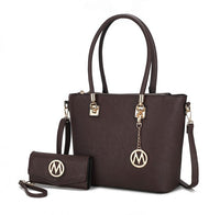 Beige MKF Vanessa tote and wallet set from Mia K, part of the MKF Handbag Collection, featuring spacious design and elegant style.
