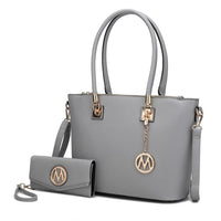 Beige MKF Vanessa tote and wallet set from Mia K, stylish handbag with matching wallet in the MKF Handbag Collection.