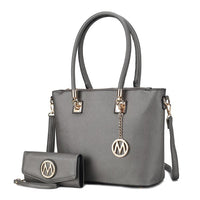 Beige MKF Vanessa tote and wallet set from the Mia K MKF Handbag Collection, featuring a spacious handbag and matching wallet.