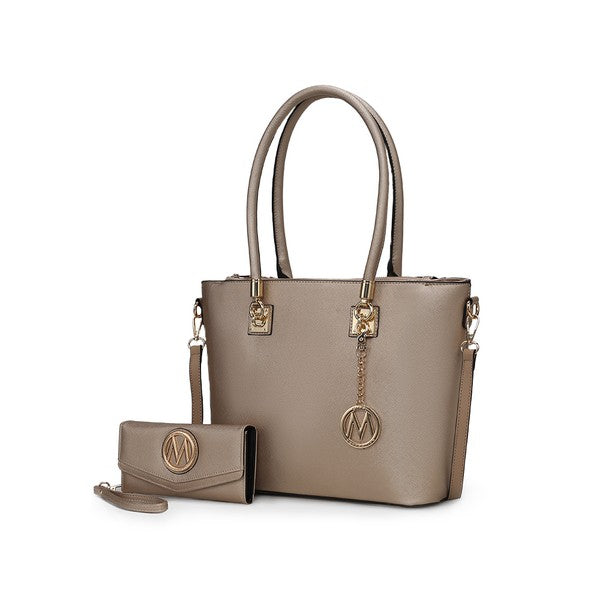 Beige MKF Vanessa tote and wallet set from Mia K, part of My Pampered Life Seattle's 222 MKF Handbag Collection.
