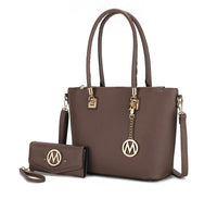 Beige MKF Vanessa Tote and Wallet set from Mia K, stylish handbag and matching wallet in the MKF Handbag Collection.