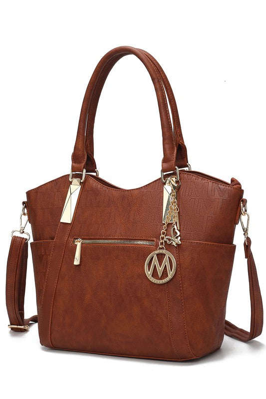 Black MKF Collection Hazel vegan leather tote bag by Mia K, showing the spacious design and sleek handles.