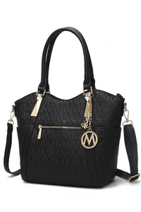 Black MKF Collection Hazel vegan leather tote bag by Mia K, featuring sturdy handles and spacious interior.