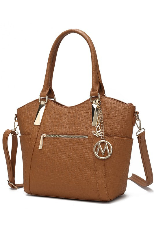 Black MKF Collection Hazel vegan leather tote bag by Mia K, showing its spacious interior and sleek design.