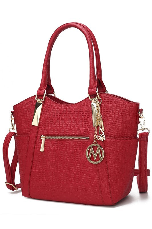 Black MKF Collection Hazel vegan leather tote bag by Mia K, featuring sturdy handles and spacious interior for everyday use.