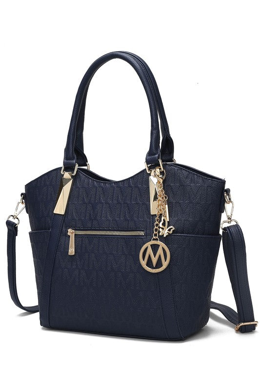 Black MKF Collection Hazel vegan leather tote by Mia K, stylish handbag with structured design and top handles.