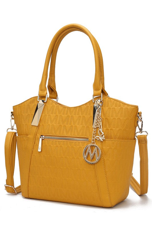 Black MKF Collection Hazel vegan leather tote handbag by Mia K, featuring a spacious design with sturdy handles and minimalist style.