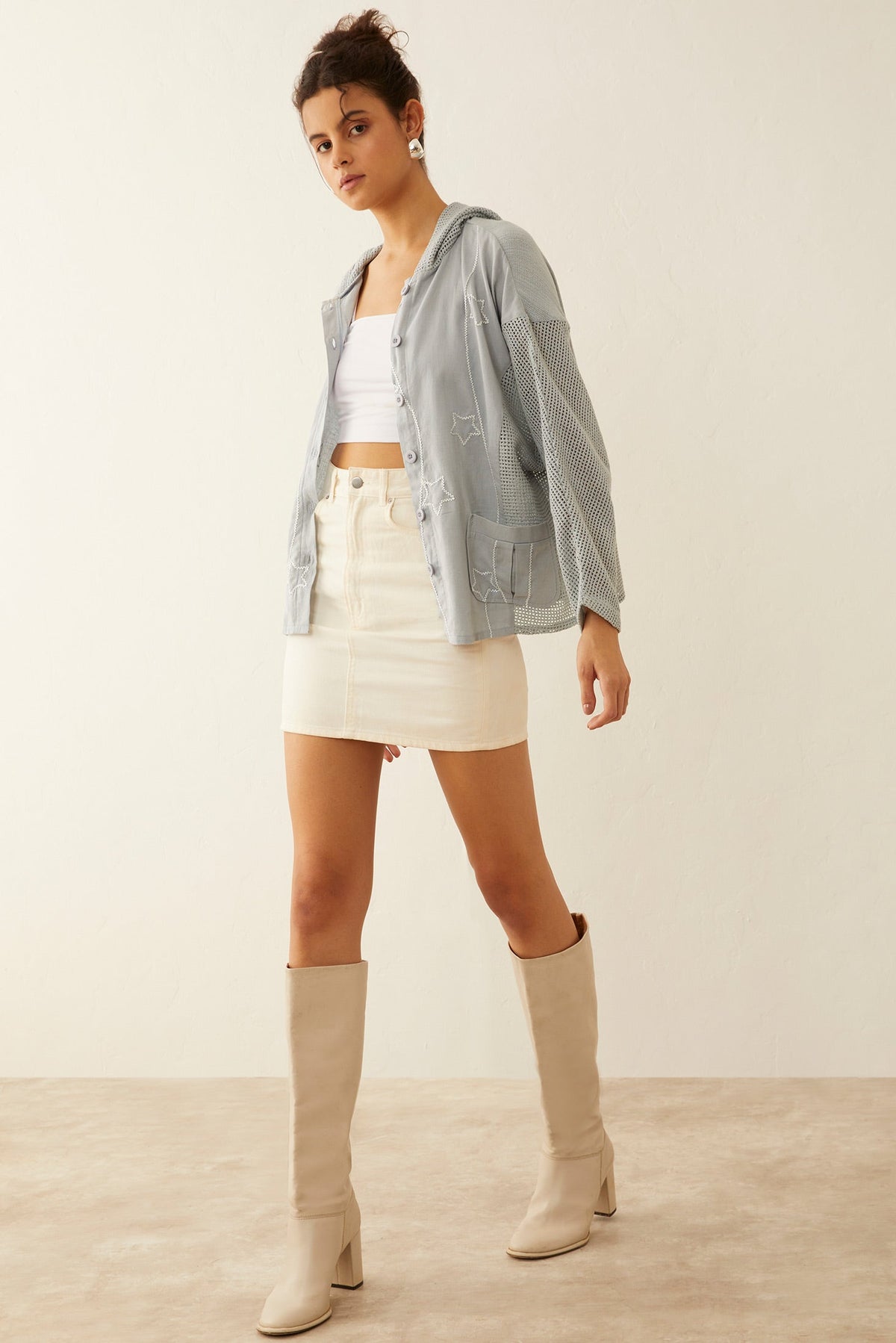 Myra USA Cloudcroft Sky Hooded Jacket featuring a sleek design and lightweight fabric, perfect for outdoor wear and casual style.