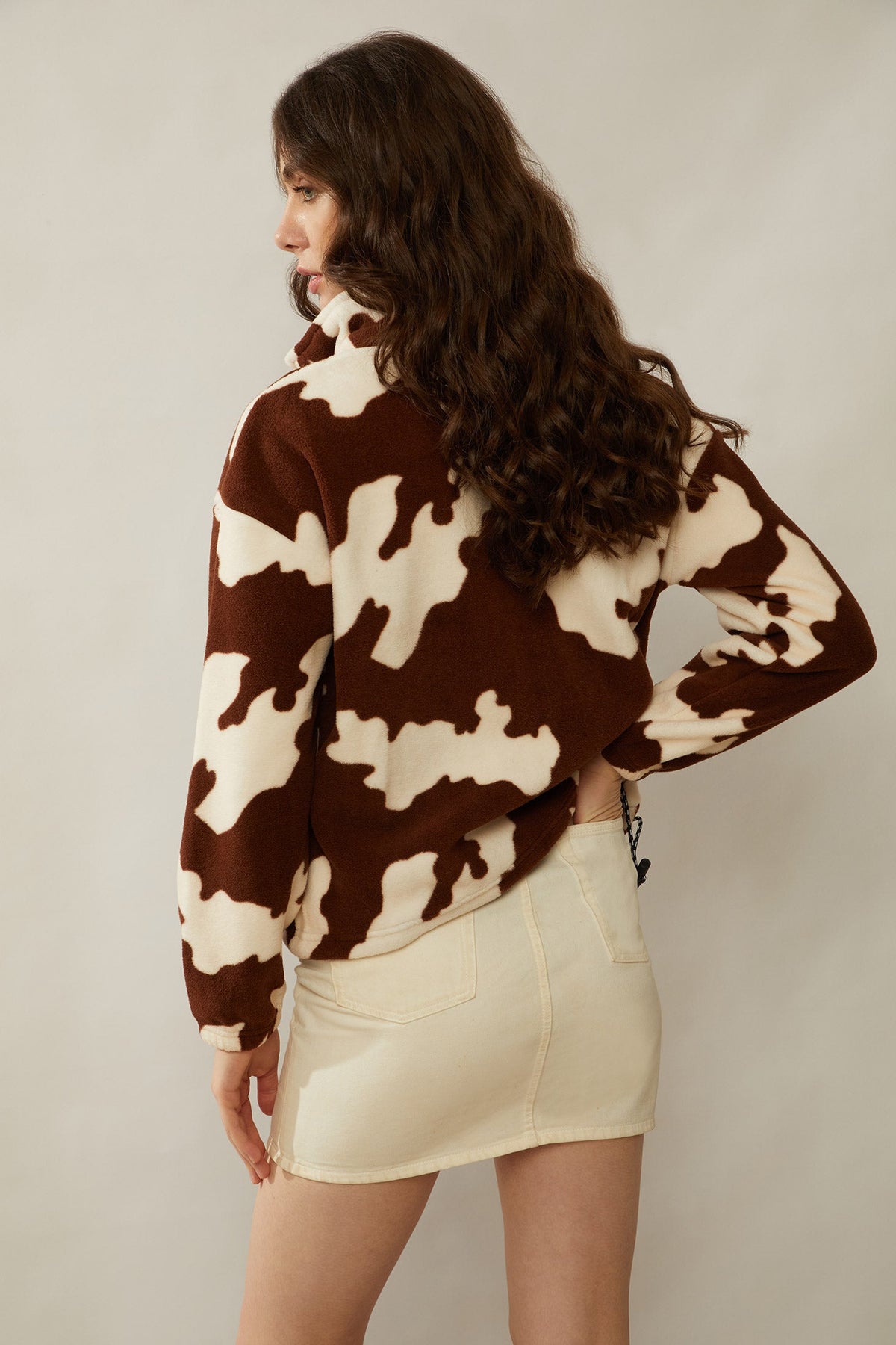 Myra USA Cuddly Cow fleece jacket for kids, soft and cozy with cow print design, perfect for cold weather.