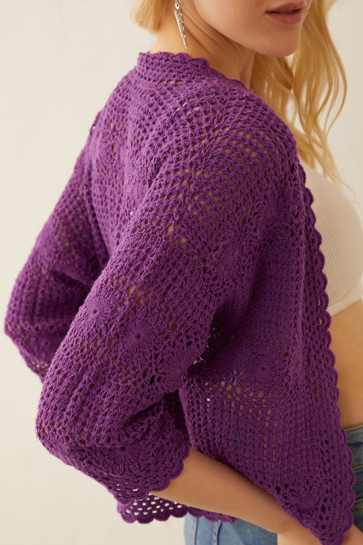 Myra USA Eloise knitted sweater jacket featuring a cozy, textured knit design for women, perfect for casual and layered style.