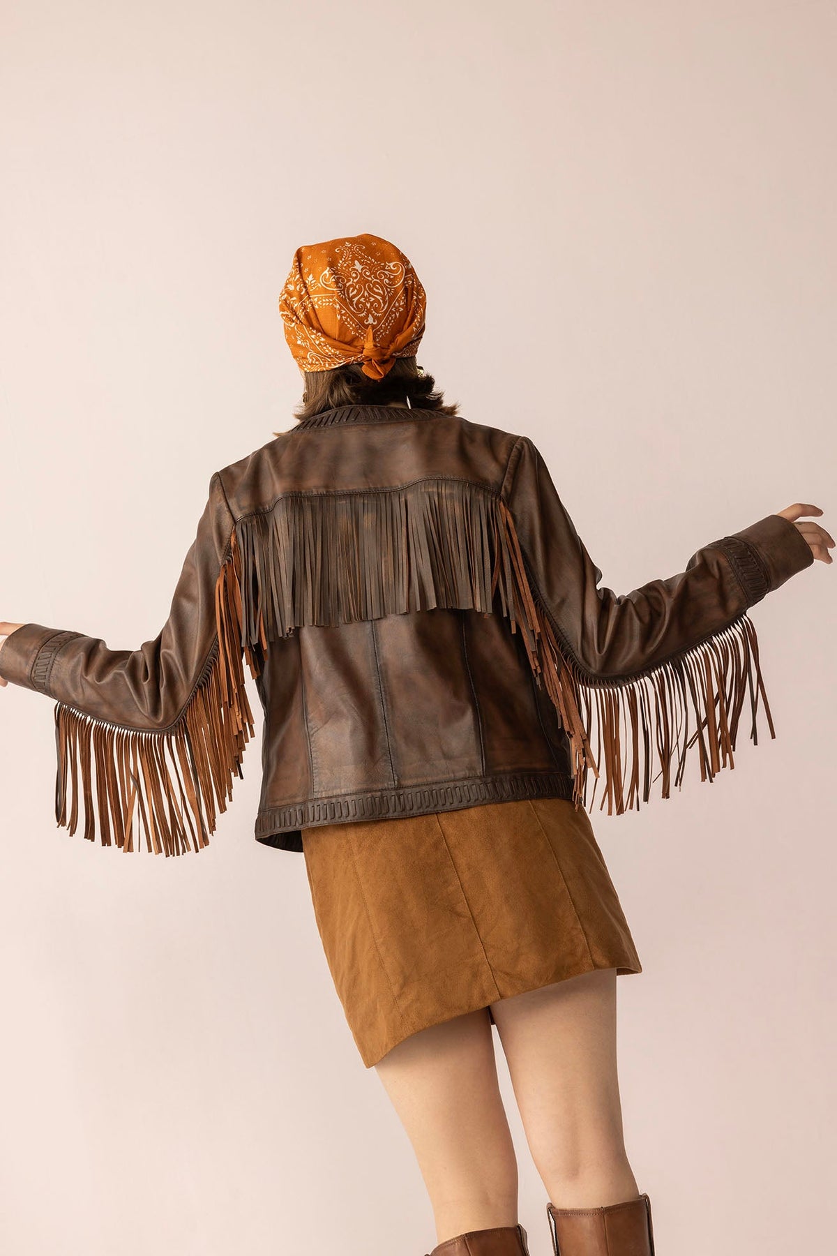 Myra USA The Outlaw Edit leather jacket in Dusk Brown, stylish women's leather jacket with sleek design and classic fit.
