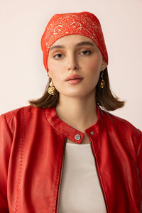 Red Ember Fireline Femme leather jacket by Myra USA, stylish women's leather jacket with sleek design and vibrant color.