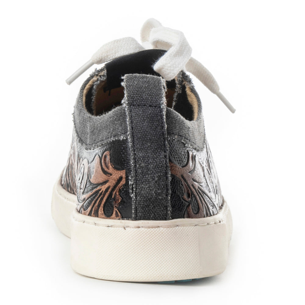 Myra USA limited edition leather sneakers for women with hand-tooled western lace-up design and textured finish.