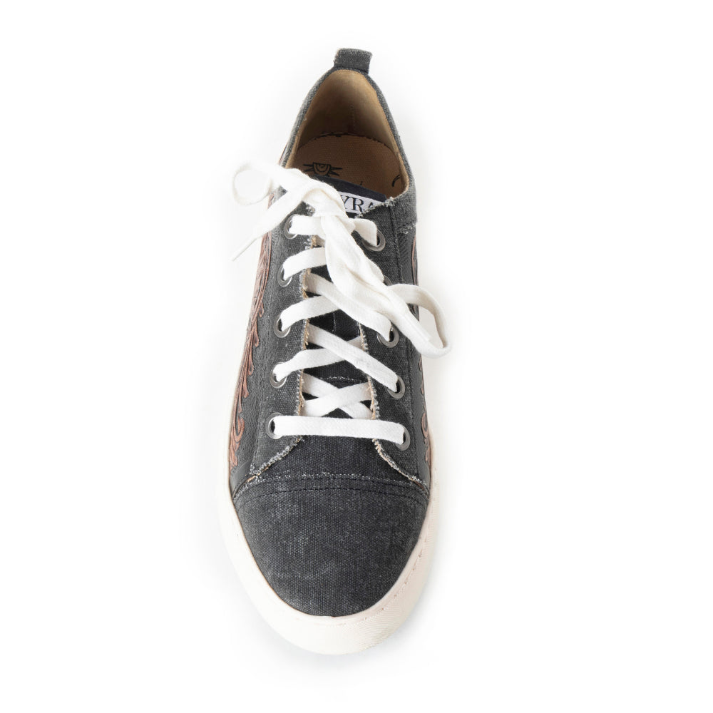 Myra USA women's leather sneakers with Western lace-up design, textured finish, and hand-tooled details for everyday style.