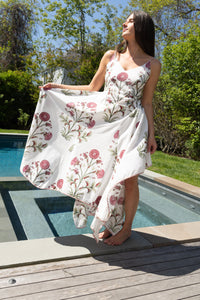 Red vine cross back maxi dress by nibimtk.com, featuring a flowing silhouette and elegant design with a cross-back detail.