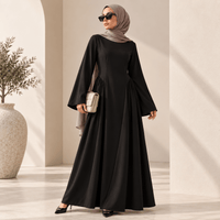 Nida Flared Maxi Dress with Pleated A-Line Skirt & Wide Bell Sleeves(MS435)