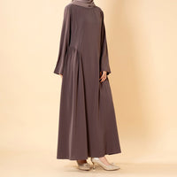 Nida Flared Maxi Dress with Pleated A-Line Skirt & Wide Bell Sleeves(MS435)