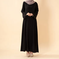 Nida Flared Maxi Dress with Pleated A-Line Skirt & Wide Bell Sleeves(MS435)