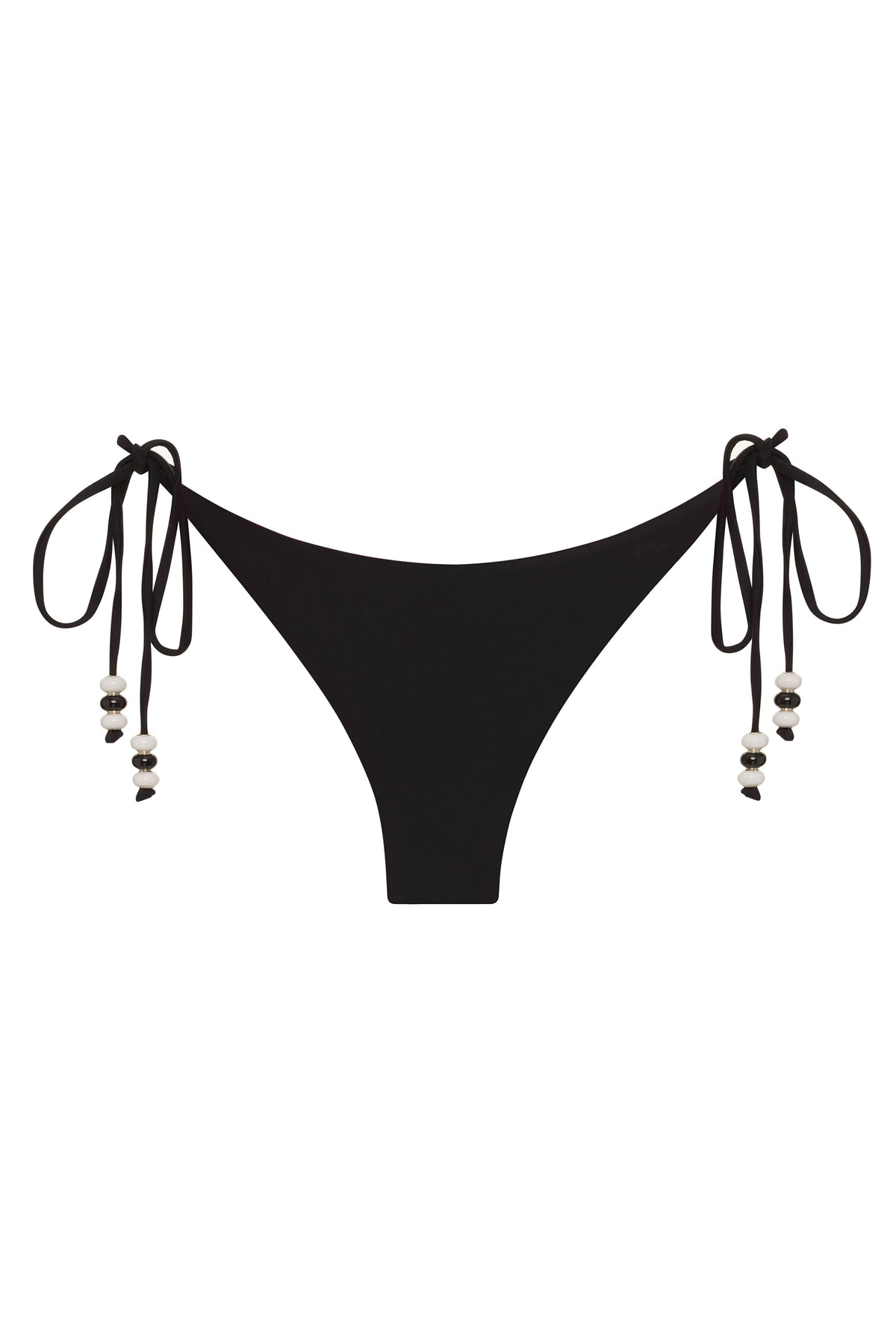 Reversible black and pink Cattleya bikini bottom by NIKOZA with tie sides, shown on a model.