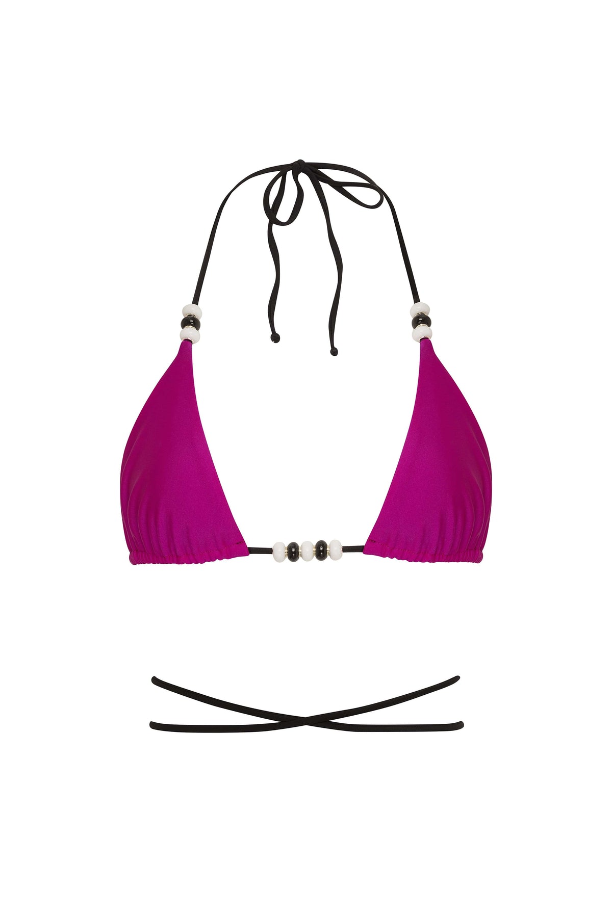 NIKOZA Cattleya bikini bottom with fuchsia and black reversible tie-side design, shown in a close-up image.