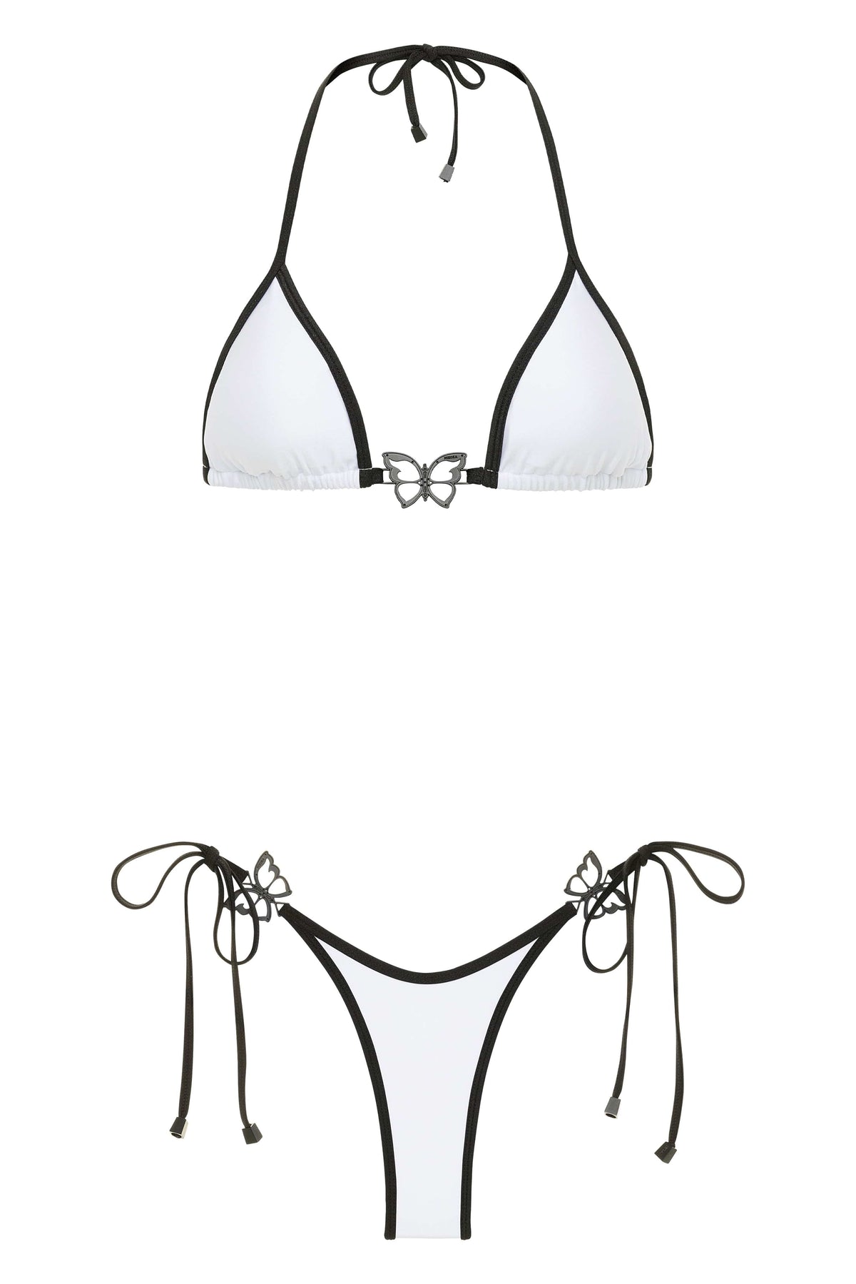 Black NIKOZA Brickell Chic bikini top with triangle design, featuring stylish and comfortable swimwear for summer.